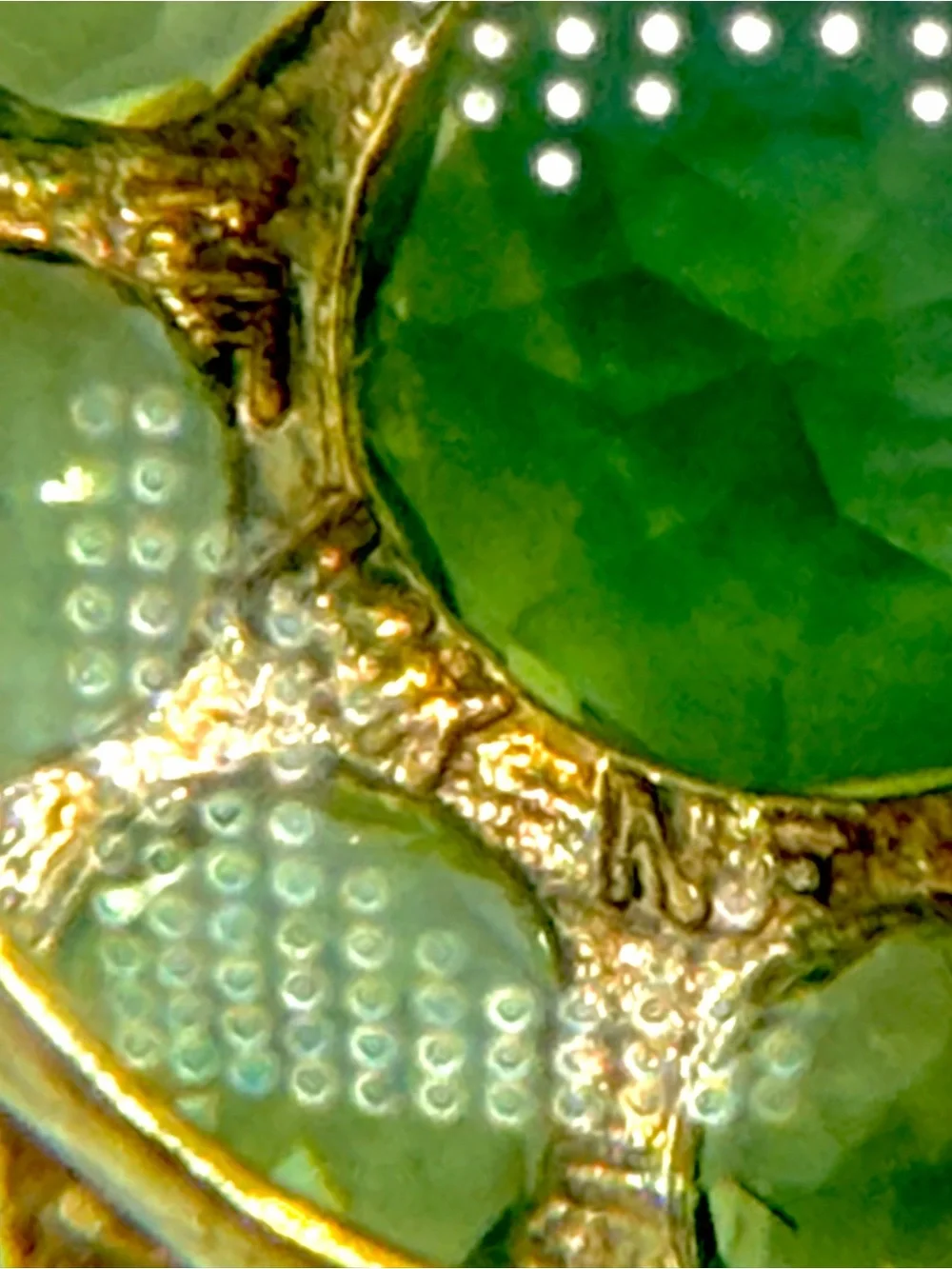 Solid 14k Gold Green Peridot Round Halo Pendant - Vintage Victorian Style
